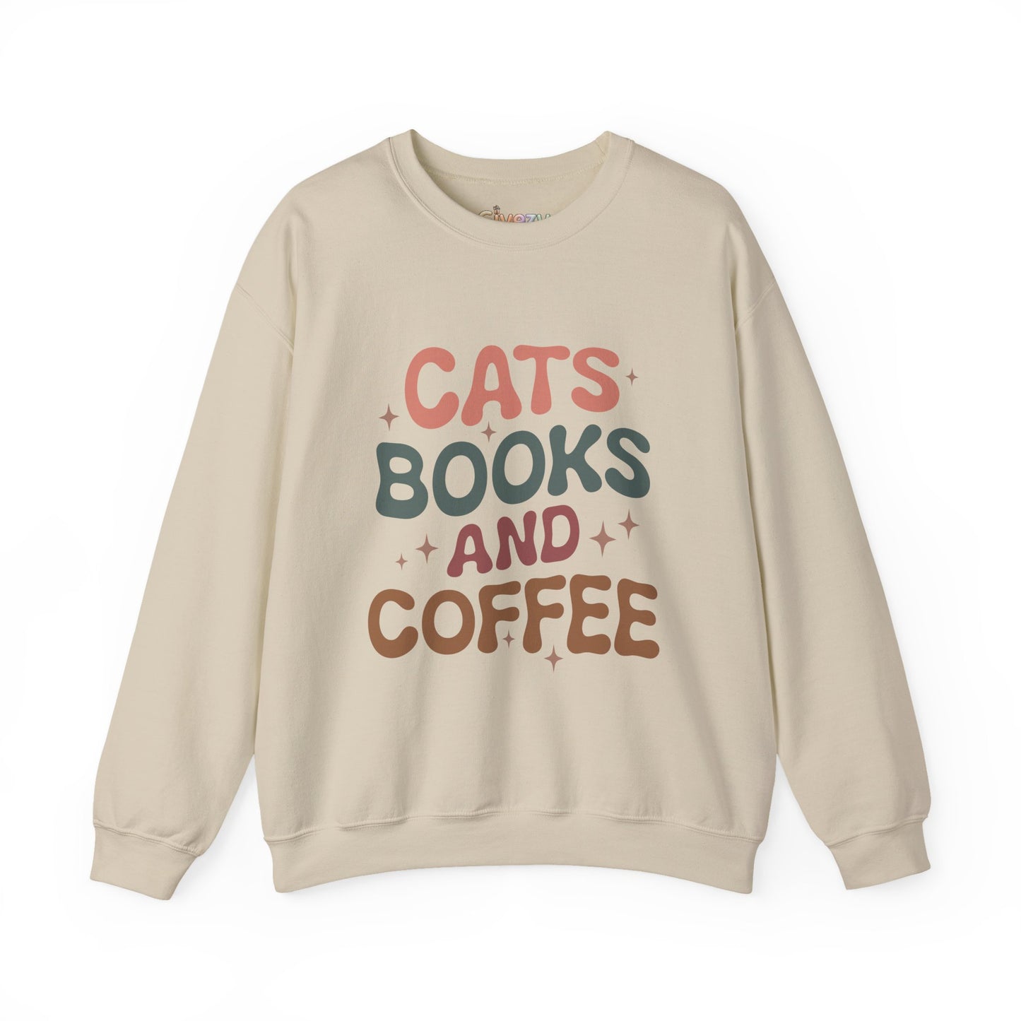 Katzen, Bücher und Kaffee Rundhals-Sweatshirt