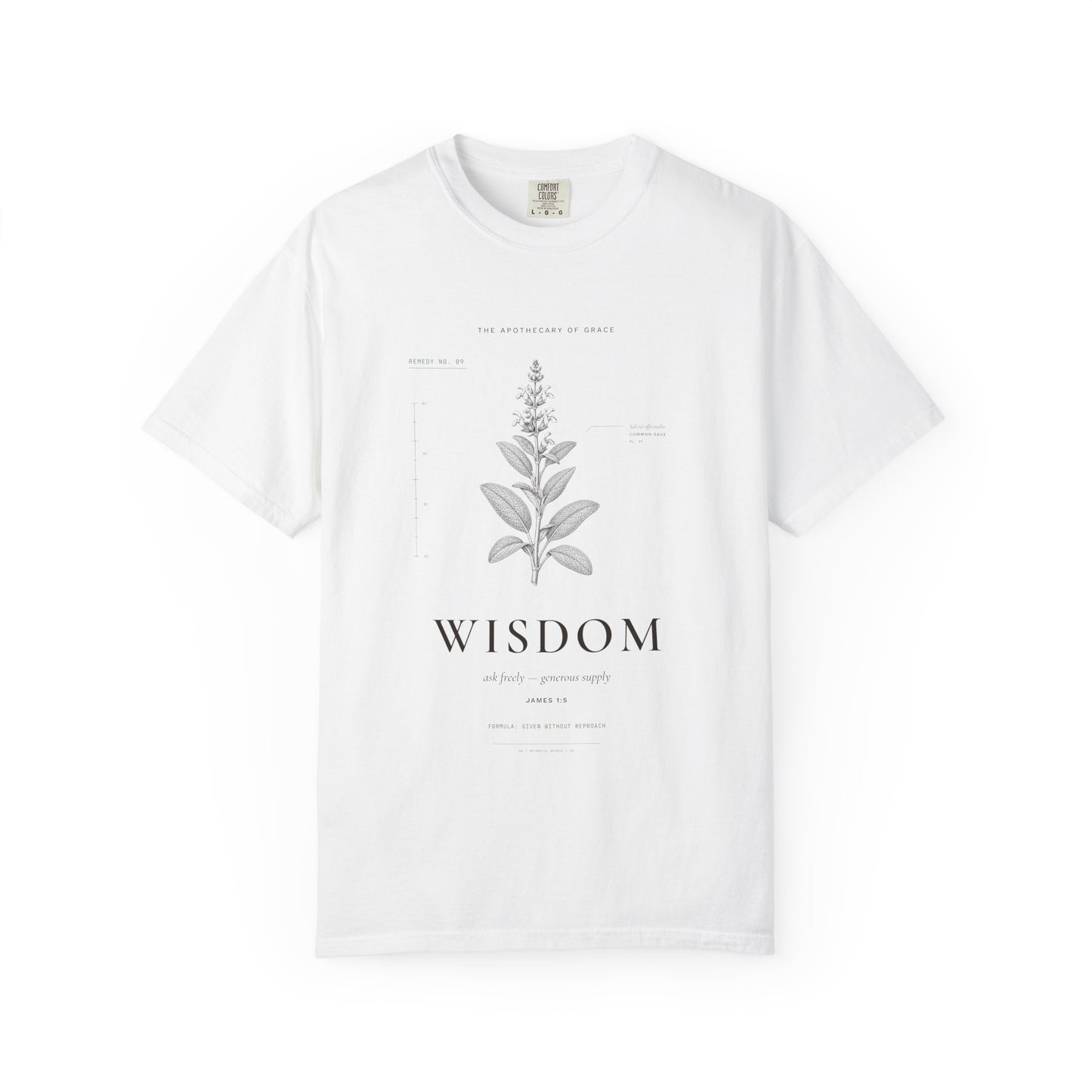 Wisdom - Vintage Botanical Scripture Unisex T-Shirt, James 1:5 Bible Verse Tee, Christian Gift for Graduation, Editorial Faith Apparel