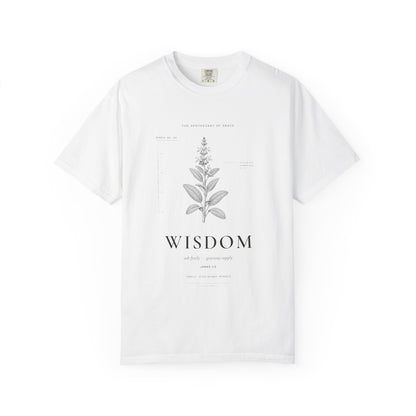Wisdom - Vintage Botanical Scripture Unisex T-Shirt, James 1:5 Bible Verse Tee, Christian Gift for Graduation, Editorial Faith Apparel