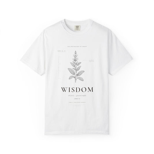 Wisdom - Vintage Botanical Scripture Unisex T-Shirt, James 1:5 Bible Verse Tee, Christian Gift for Graduation, Editorial Faith Apparel
