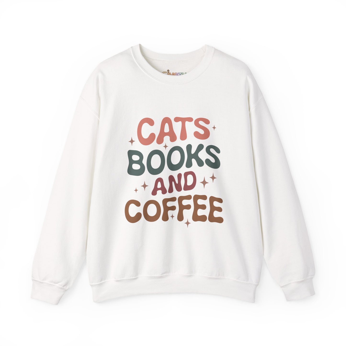 Katzen, Bücher und Kaffee Rundhals-Sweatshirt