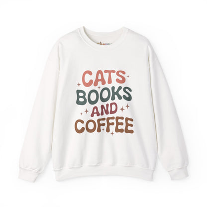 Katzen, Bücher und Kaffee Rundhals-Sweatshirt
