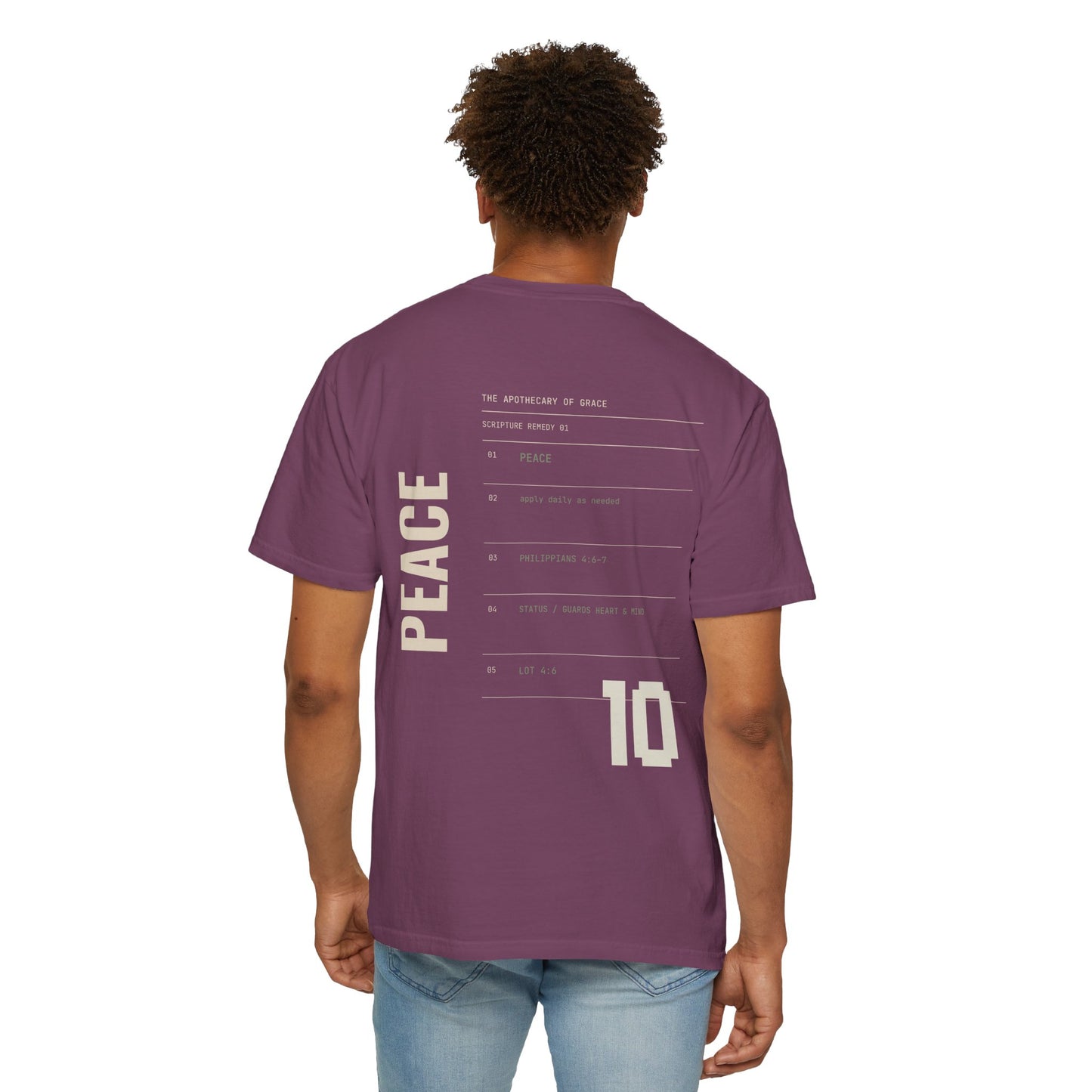 Peace - Personalized Number Scripture Unisex T-Shirt, Philippians 4:6-7 Bible Verse Tee, Christian Gift for Anxiety, Modern Streetwear Faith