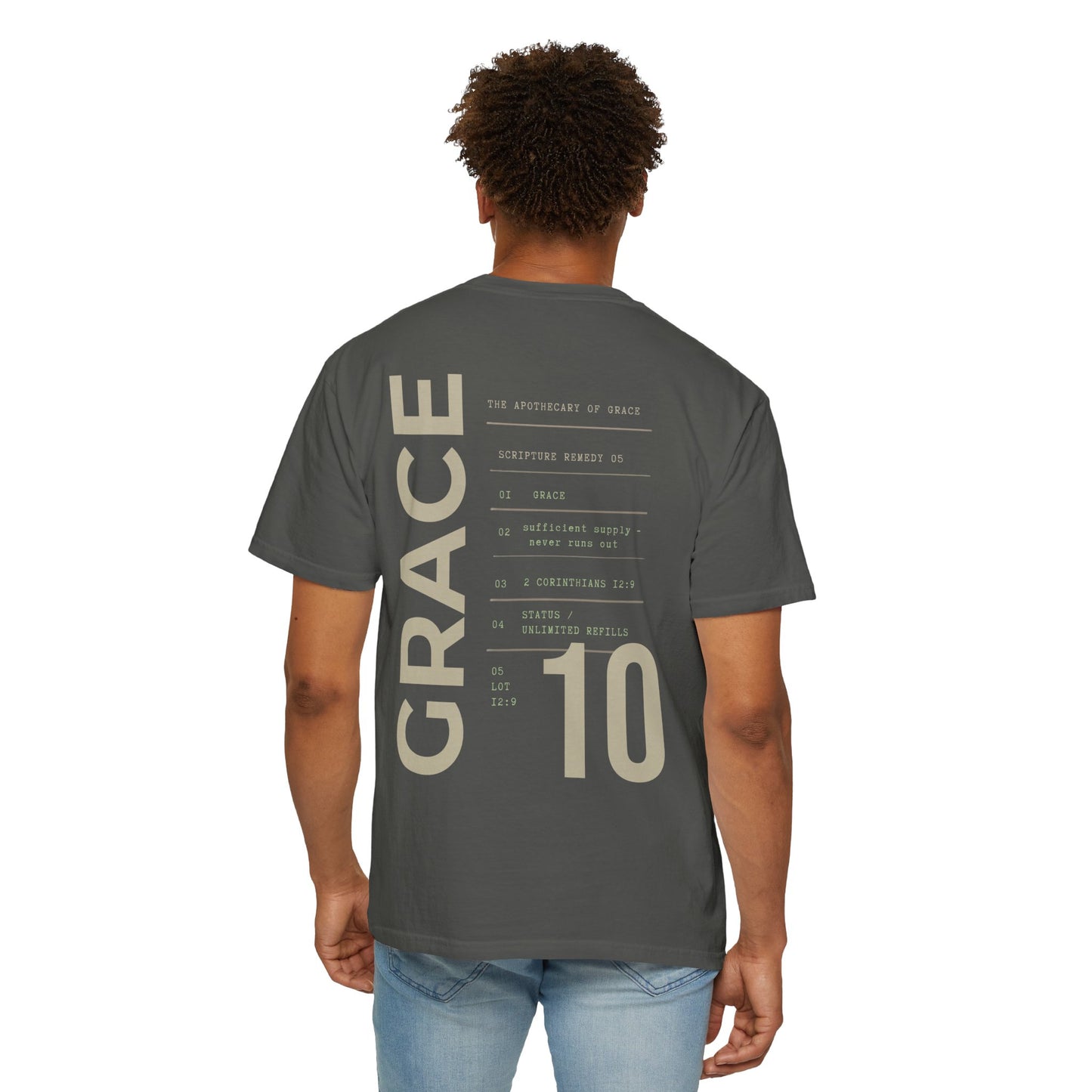 Grace - Personalized Number Scripture Unisex T-Shirt, 2 Corinthians 12:9 Bible Verse Tee, Christian Gift for Recovery, Modern Streetwear Faith