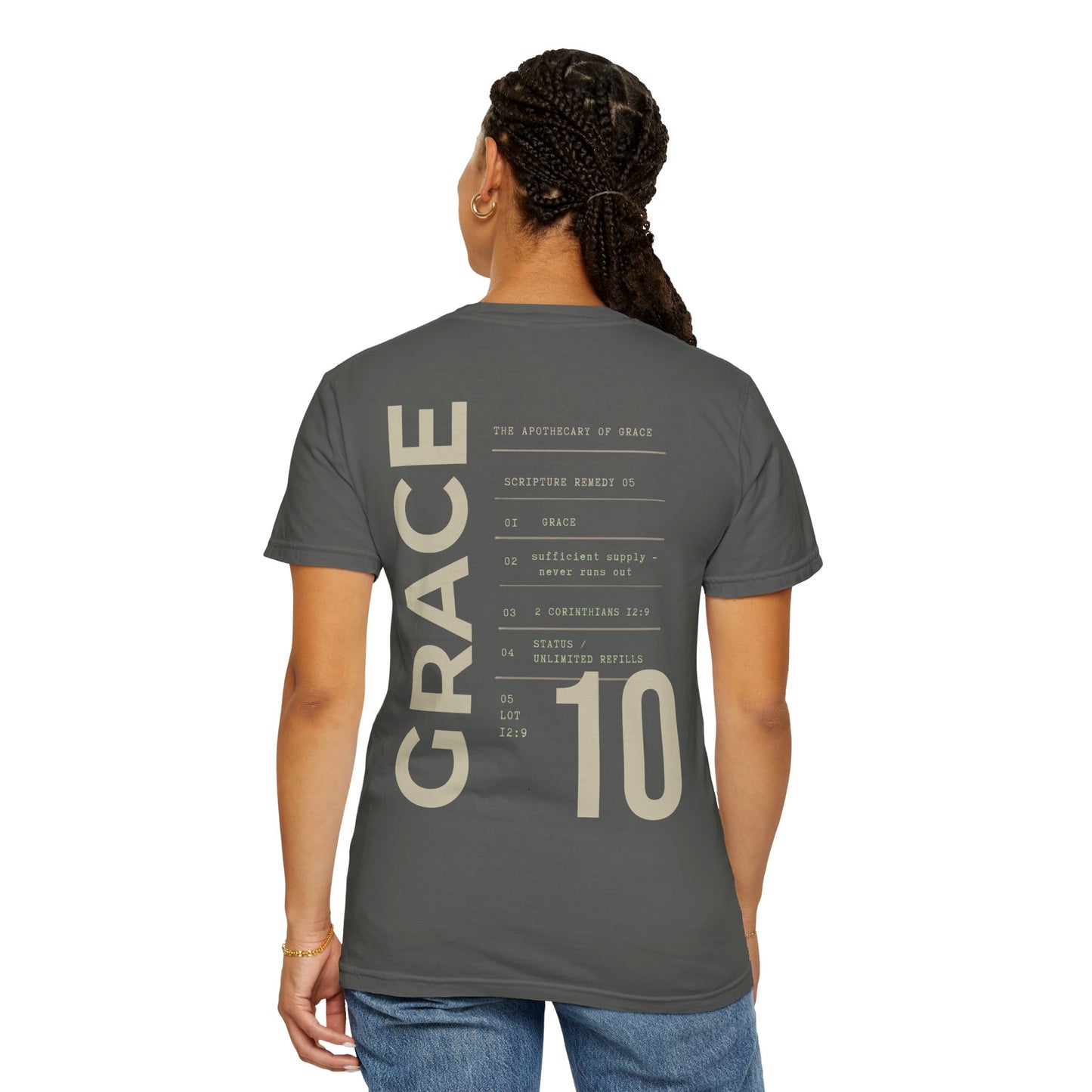 Grace - Personalized Number Scripture Unisex T-Shirt, 2 Corinthians 12:9 Bible Verse Tee, Christian Gift for Recovery, Modern Streetwear Faith
