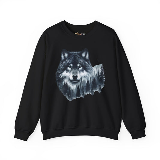 Midnight Wolf Forest Unisex Crewneck Sweatshirt