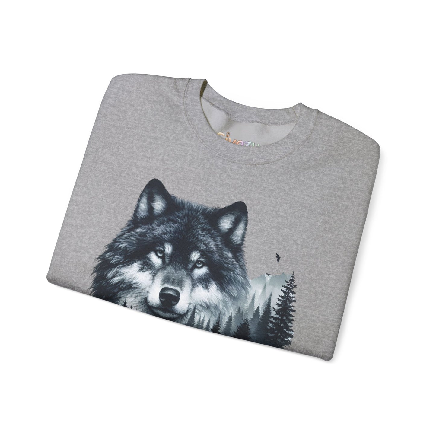 Mitternachtswolf Wald Unisex Rundhals-Sweatshirt