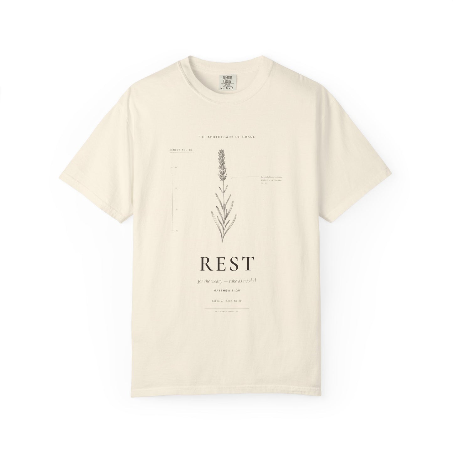 Rest - Vintage Botanical Scripture Unisex T-Shirt, Matthew 11:28 Bible Verse Tee, Christian Gift for Burnout, Editorial Faith Apparel