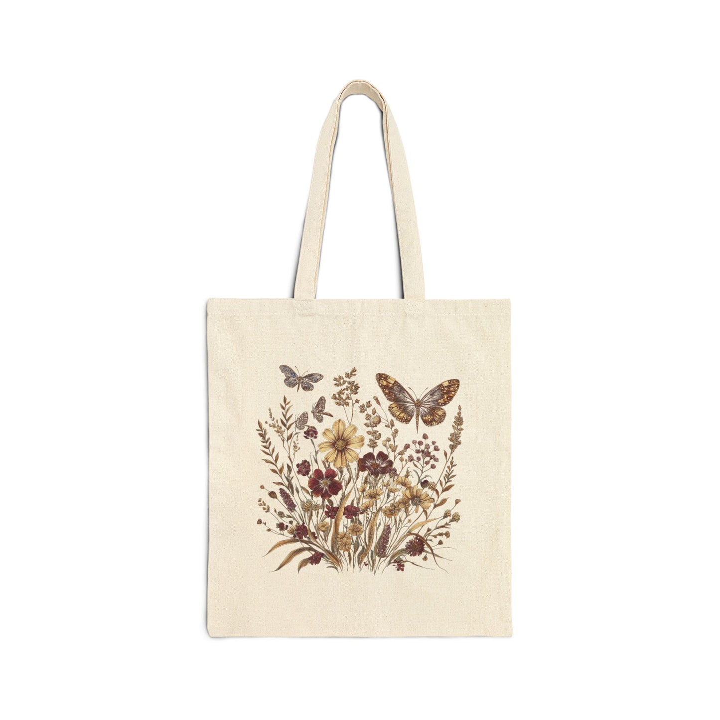 Wildflower, Sunflower & Butterfly - Canvas Tote Bag (2 Colors)