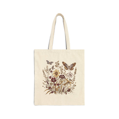 Wildflower, Sunflower & Butterfly - Canvas Tote Bag (2 Colors)