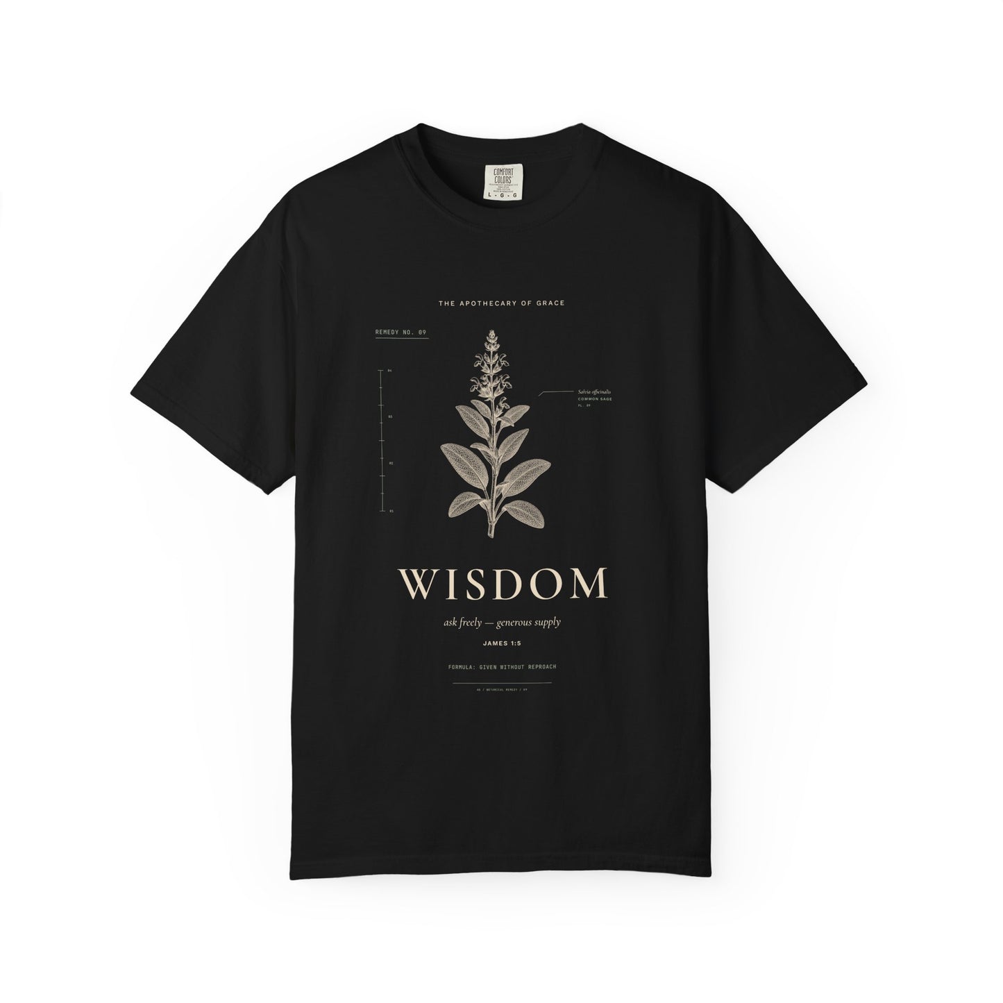 Wisdom - Vintage Botanical Scripture Unisex T-Shirt, James 1:5 Bible Verse Tee, Christian Gift for Graduation, Editorial Faith Apparel