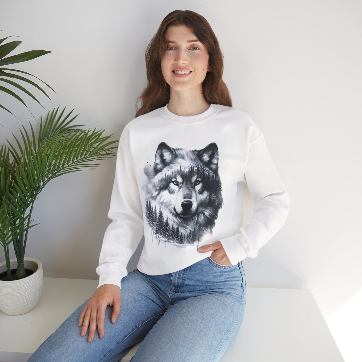 Forest Wolf Unisex Rundhals-Sweatshirt