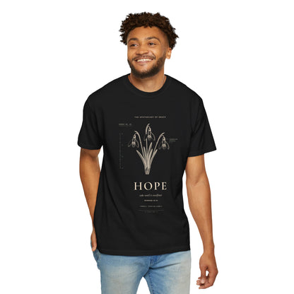 Hope - Vintage Botanical Scripture Unisex T-Shirt, Romans 15:13 Bible Verse Tee, Christian Gift for Long Waits, Editorial Faith Apparel