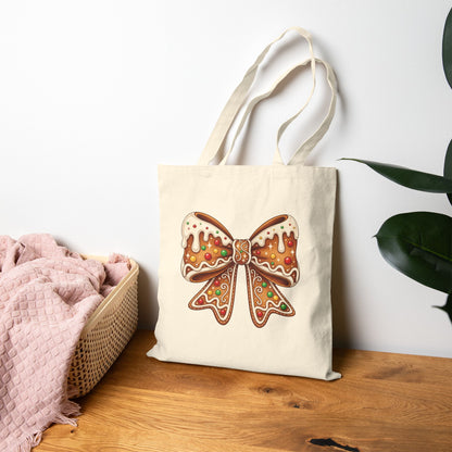 Gingerbread Bow - Canvas Tote Bag (2 Colors)