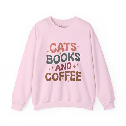 Katzen, Bücher und Kaffee Rundhals-Sweatshirt