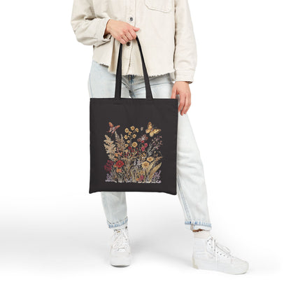 Wildblume & Schmetterling – Canvas-Einkaufstasche (2 Farben)
