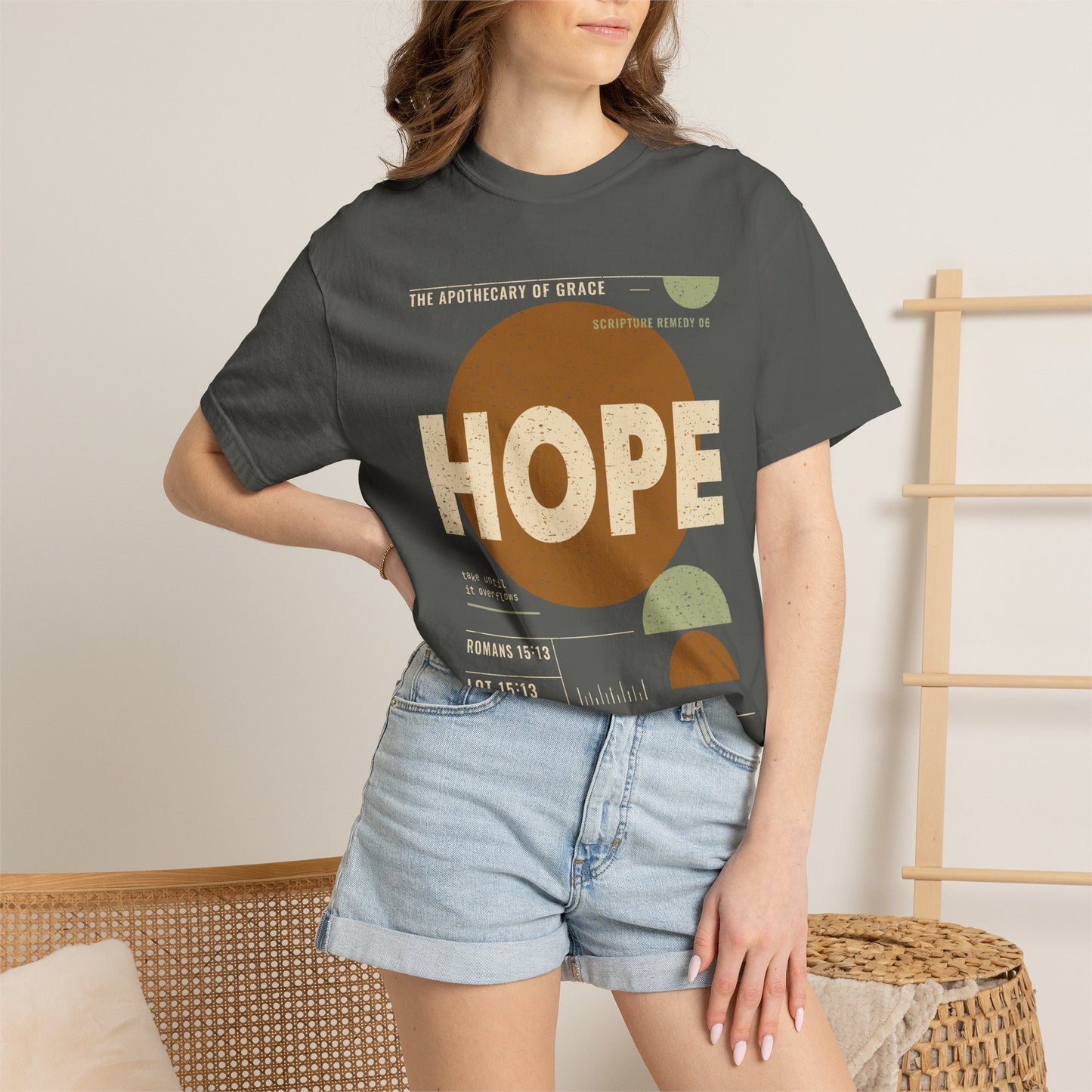 Hope - Retro Mid-Century Scripture Unisex T-Shirt, Romans 15:13 Bible Verse Tee, Christian Gift for Long Waits, Modern Graphic Faith Apparel