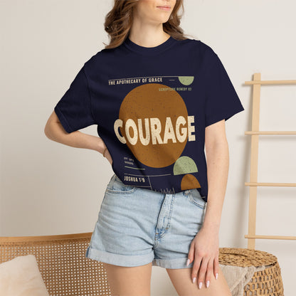 Courage - Retro Mid-Century Scripture Unisex T-Shirt, Joshua 1:9 Bible Verse Tee, Christian Gift for Hard Times, Modern Graphic Faith Apparel
