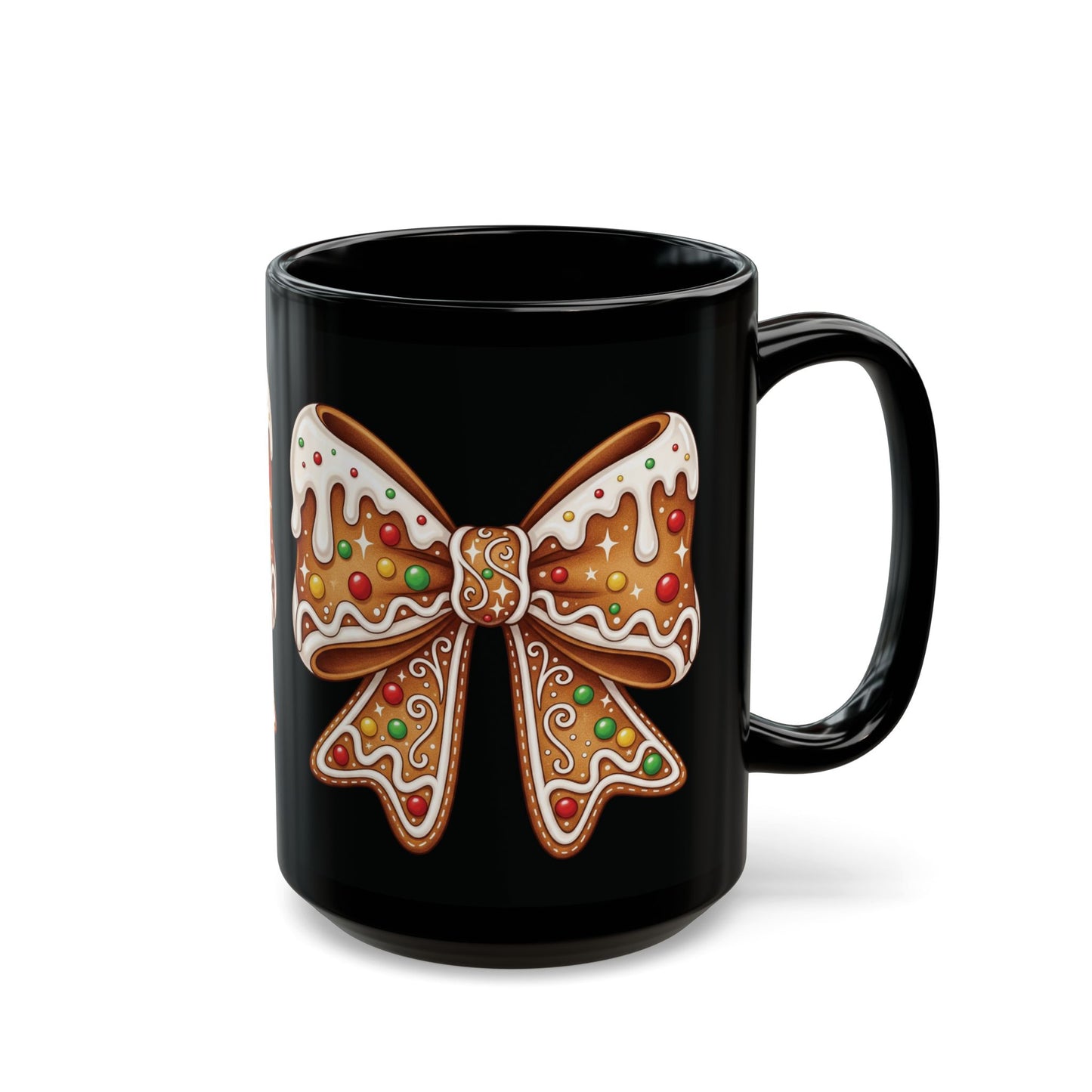 Gingerbread Bow - Black Mug (11oz/15oz)