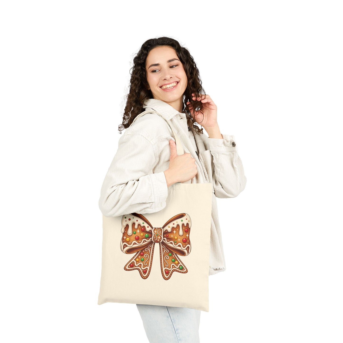 Gingerbread Bow - Canvas Tote Bag (2 Colors)