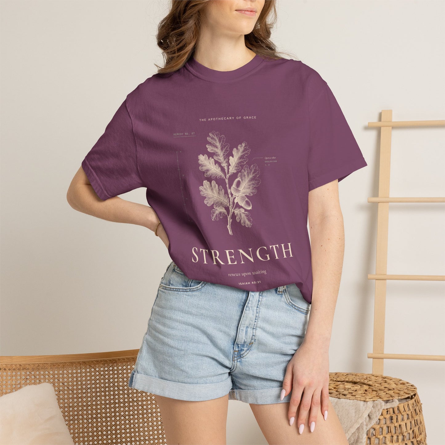 Strength - Vintage Botanical Scripture Unisex T-Shirt, Isaiah 40:31 Bible Verse Tee, Christian Gift for Caregivers, Editorial Faith Apparel