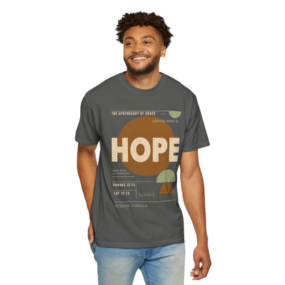 Hope - Retro Mid-Century Scripture Unisex T-Shirt, Romans 15:13 Bible Verse Tee, Christian Gift for Long Waits, Modern Graphic Faith Apparel