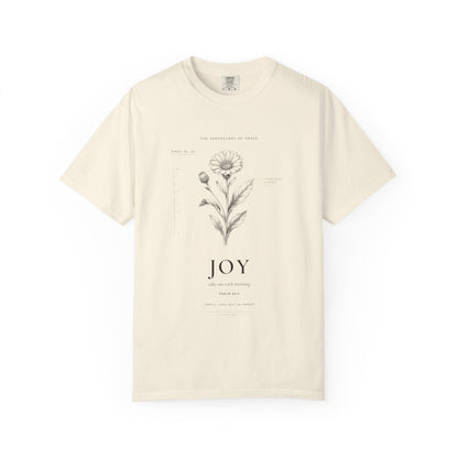 Joy - Vintage Botanical Scripture Unisex T-Shirt, Psalm 30:5 Bible Verse Tee, Christian Gift for Encouragement, Editorial Faith Apparel