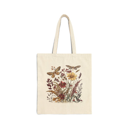 Wiesenblume & Schmetterling – Einkaufstasche aus Segeltuch (2 Farben)