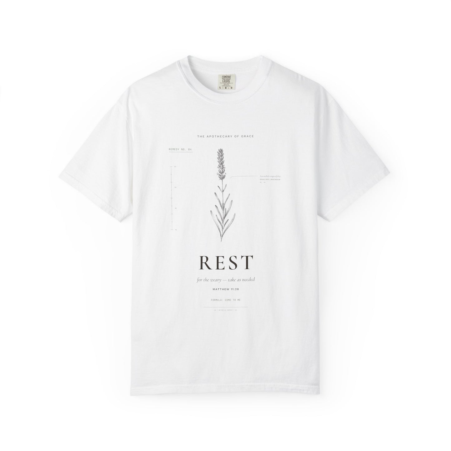 Rest - Vintage Botanical Scripture Unisex T-Shirt, Matthew 11:28 Bible Verse Tee, Christian Gift for Burnout, Editorial Faith Apparel