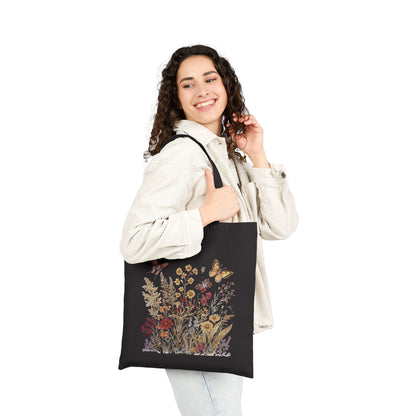 Wildblume & Schmetterling – Canvas-Einkaufstasche (2 Farben)
