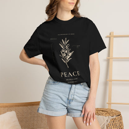 Peace - Vintage Botanical Scripture Unisex T-Shirt, Philippians 4:6-7 Bible Verse Tee, Christian Gift for Anxiety, Editorial Faith Apparel