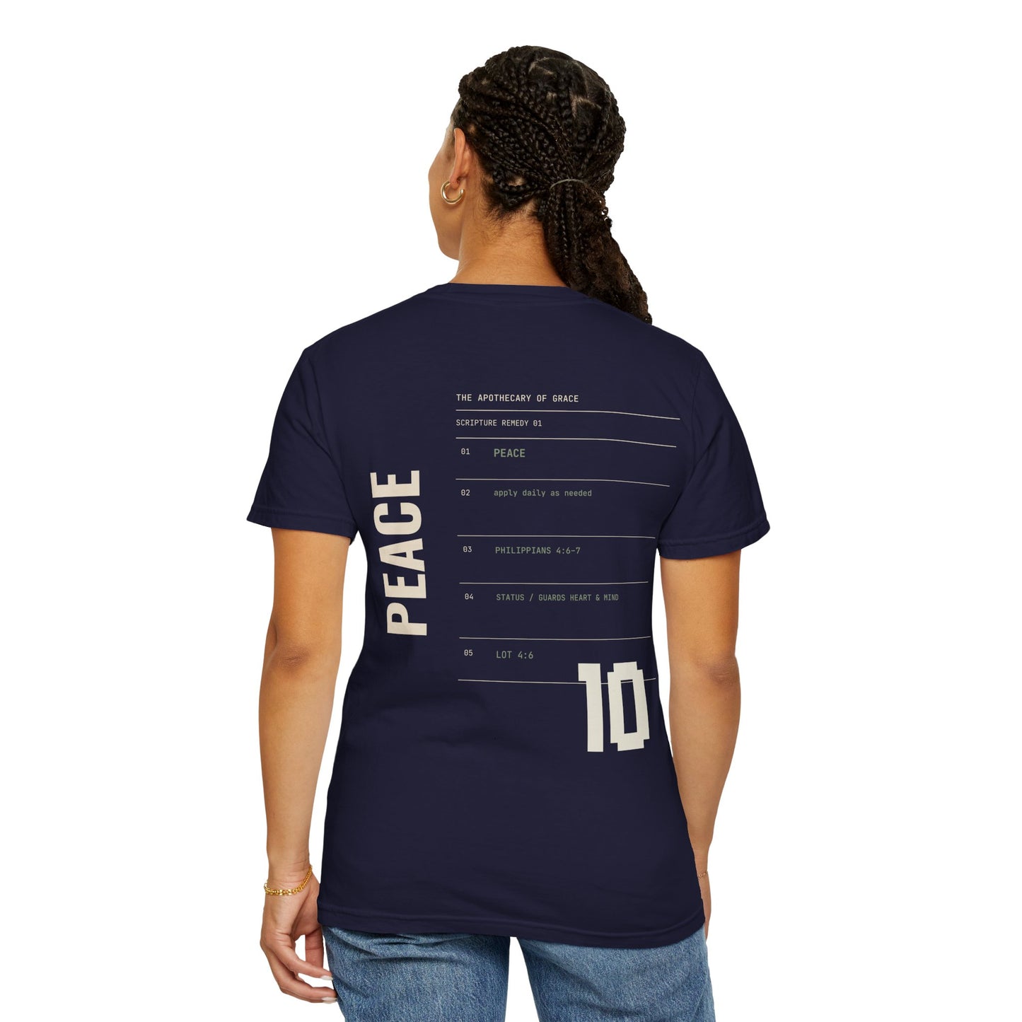 Peace - Personalized Number Scripture Unisex T-Shirt, Philippians 4:6-7 Bible Verse Tee, Christian Gift for Anxiety, Modern Streetwear Faith
