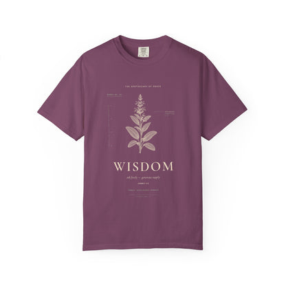 Wisdom - Vintage Botanical Scripture Unisex T-Shirt, James 1:5 Bible Verse Tee, Christian Gift for Graduation, Editorial Faith Apparel