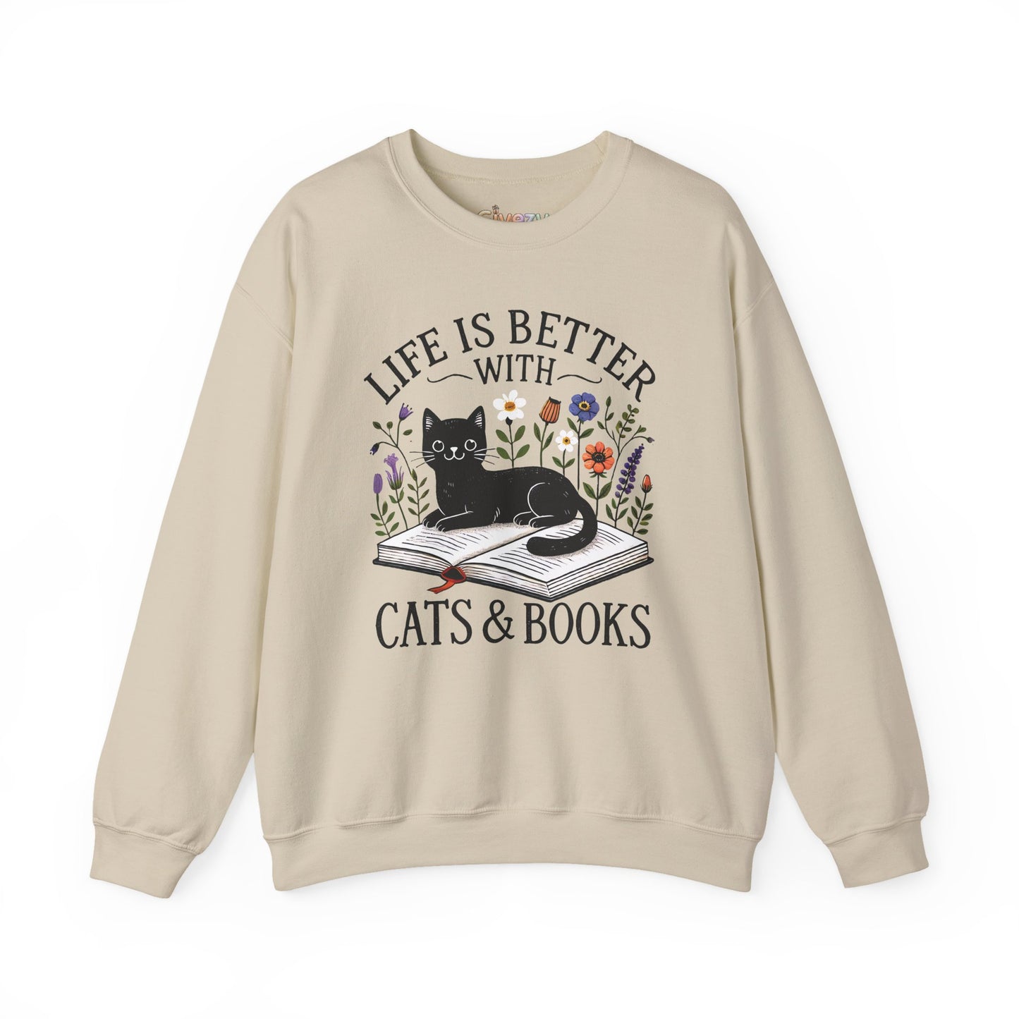 Life Is Better With Cats & Books Rundhals-Sweatshirt