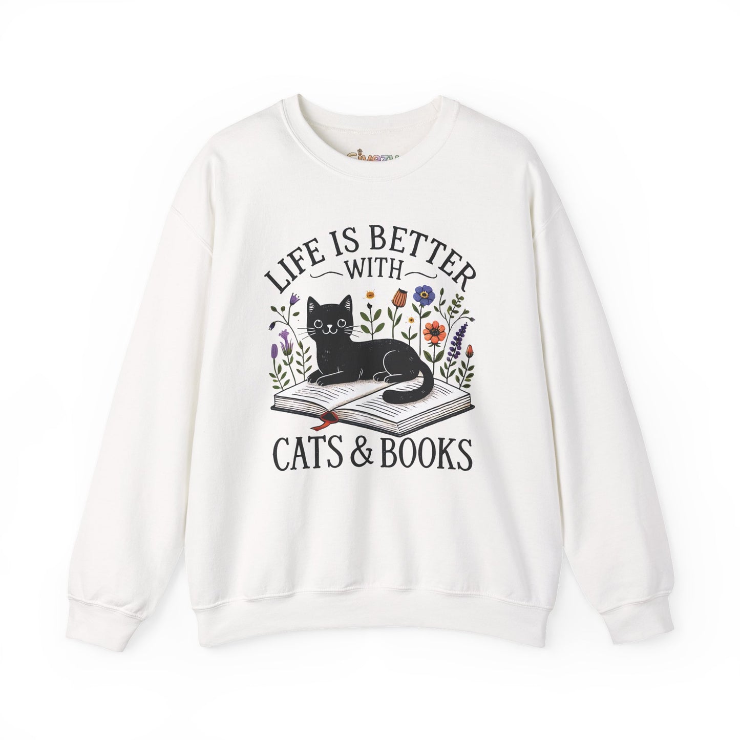 Life Is Better With Cats & Books Rundhals-Sweatshirt