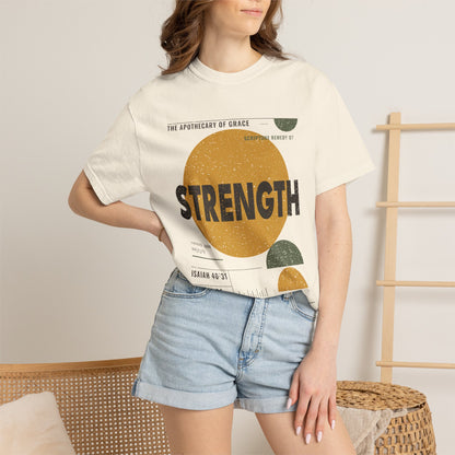 Strength - Retro Mid-Century Scripture Unisex T-Shirt, Isaiah 40:31 Bible Verse Tee, Christian Gift for Caregivers, Modern Graphic Faith Apparel