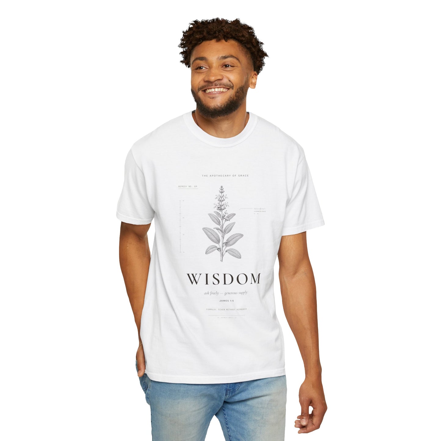 Wisdom - Vintage Botanical Scripture Unisex T-Shirt, James 1:5 Bible Verse Tee, Christian Gift for Graduation, Editorial Faith Apparel