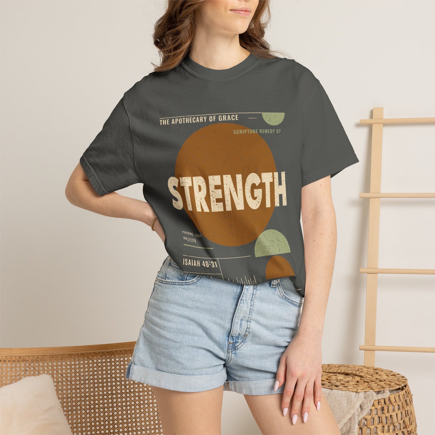 Strength - Retro Mid-Century Scripture Unisex T-Shirt, Isaiah 40:31 Bible Verse Tee, Christian Gift for Caregivers, Modern Graphic Faith Apparel