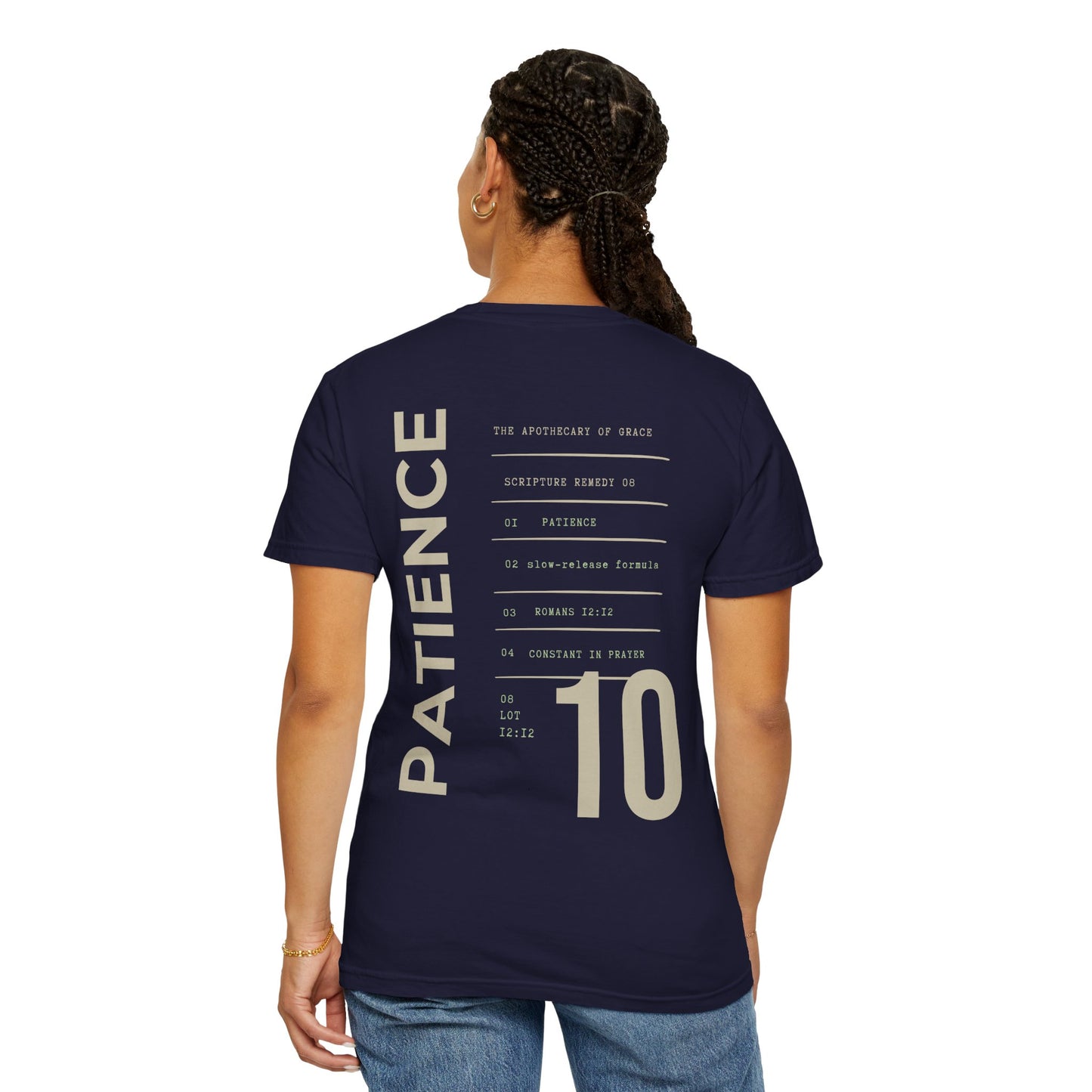 Patience - Personalized Number Scripture Unisex T-Shirt, Romans 12:12 Bible Verse Tee, Christian Gift for Waiting, Modern Streetwear Faith