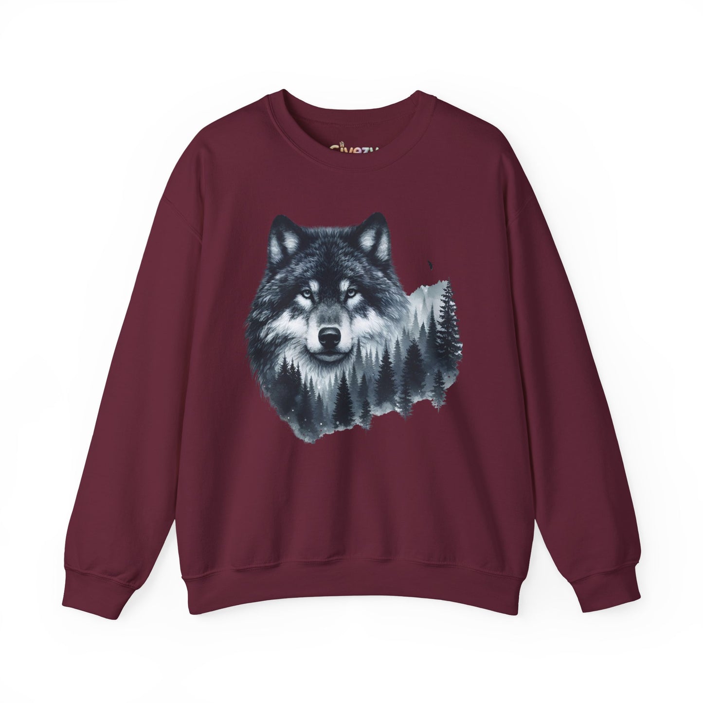 Mitternachtswolf Wald Unisex Rundhals-Sweatshirt