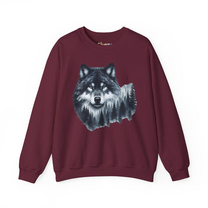 Mitternachtswolf Wald Unisex Rundhals-Sweatshirt