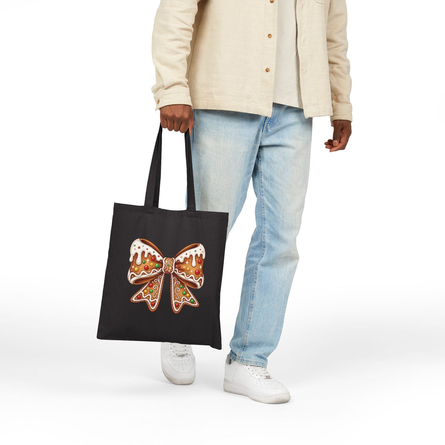 Gingerbread Bow - Canvas Tote Bag (2 Colors)
