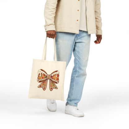 Gingerbread Bow - Canvas Tote Bag (2 Colors)