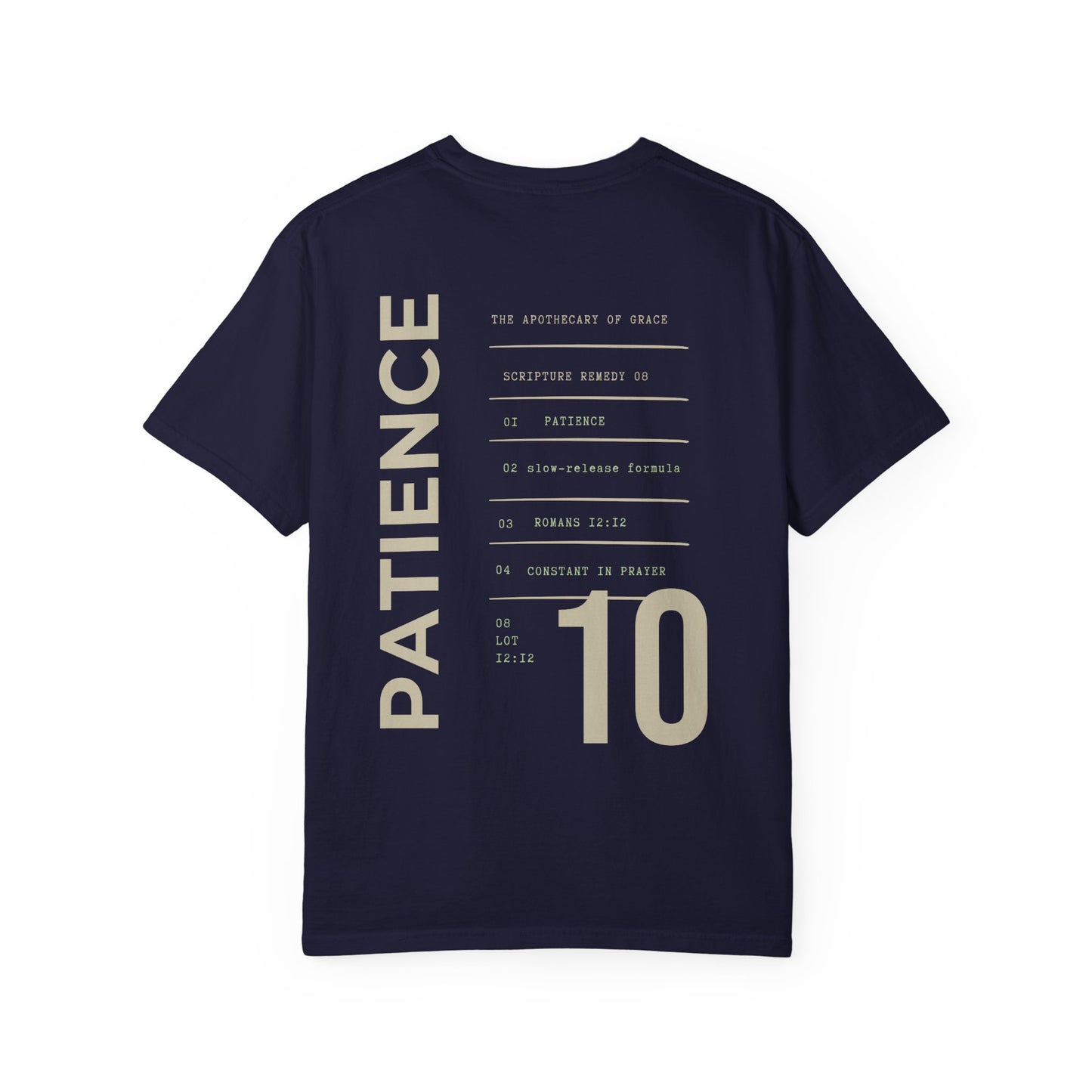 Patience - Personalized Number Scripture Unisex T-Shirt, Romans 12:12 Bible Verse Tee, Christian Gift for Waiting, Modern Streetwear Faith