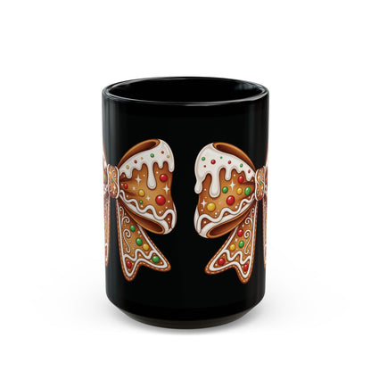 Gingerbread Bow - Black Mug (11oz/15oz)