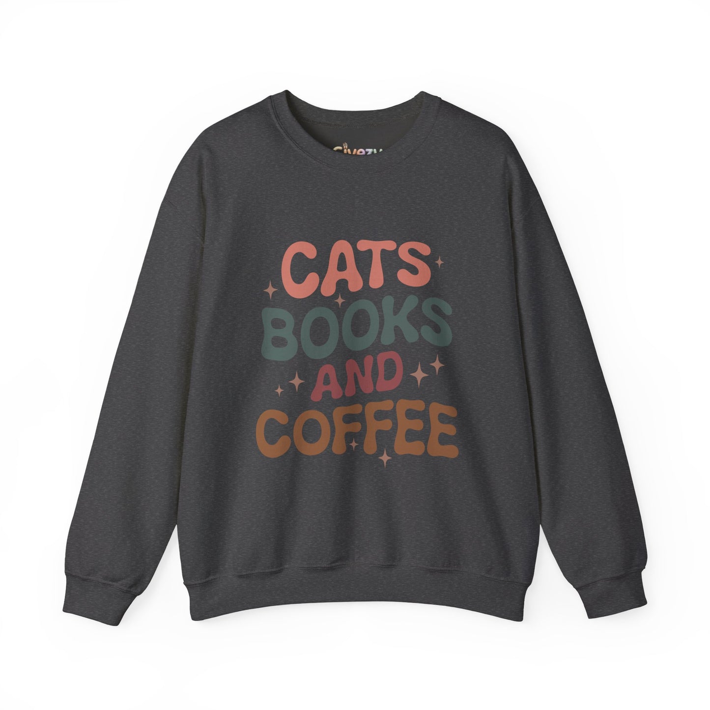 Katzen, Bücher und Kaffee Rundhals-Sweatshirt