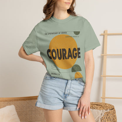 Courage - Retro Mid-Century Scripture Unisex T-Shirt, Joshua 1:9 Bible Verse Tee, Christian Gift for Hard Times, Modern Graphic Faith Apparel