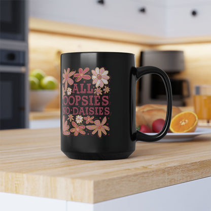 Alle Hopplas keine Gänseblümchen - Schwarze Tasse (325ml/444ml)