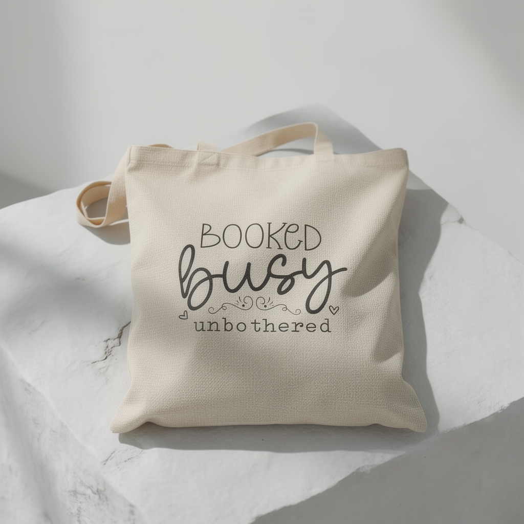 Booked Busy Unbothered - Canvas Tote Bag