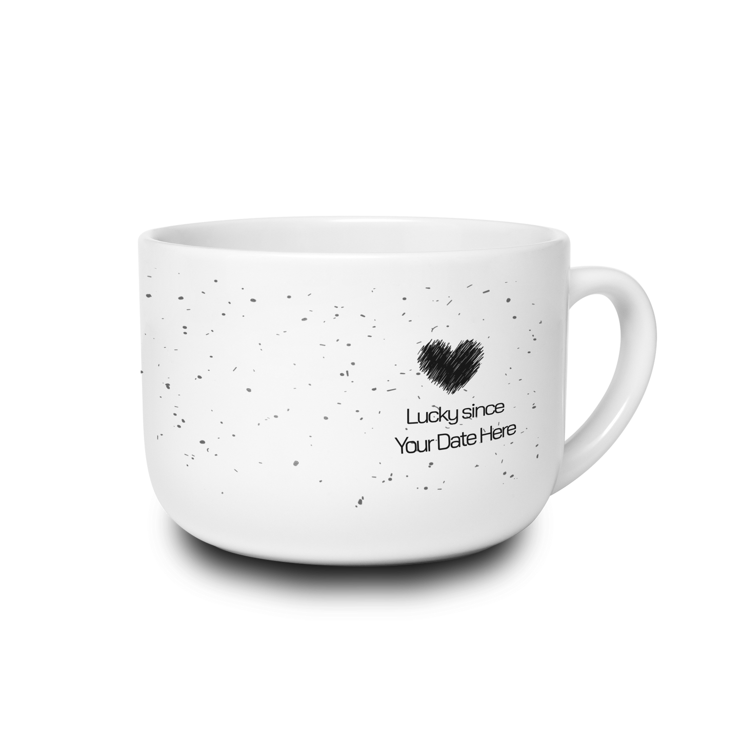 Lucky Since — Personalized Date  White Ceramic Latte Mug (25oz)